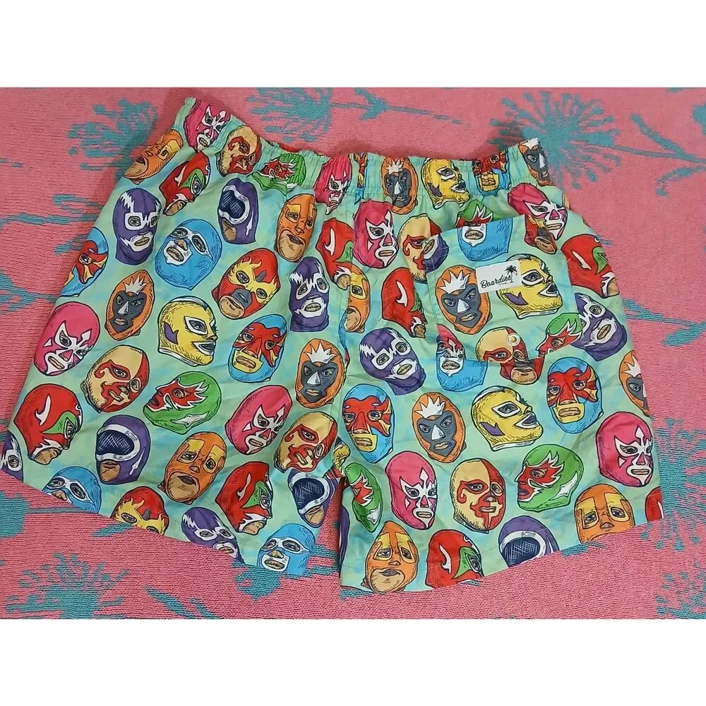 Boardies mens medium multi color swim trunks board shorts ski mask spruce green
